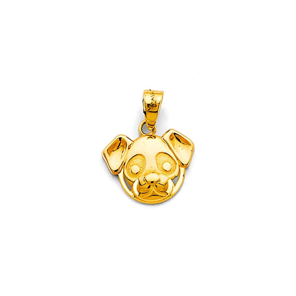 14K Yellow Gold Dog Face Pendant