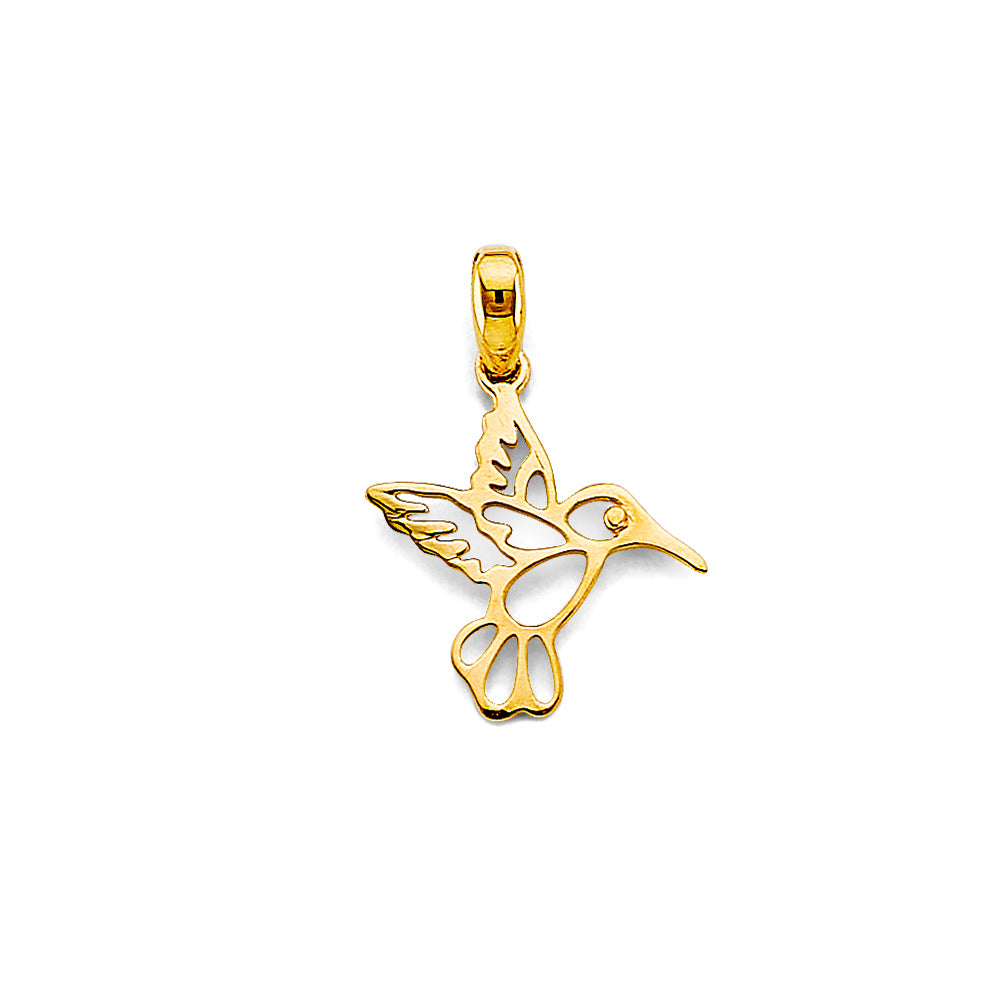14K Yellow Gold Hummingbird Pendant