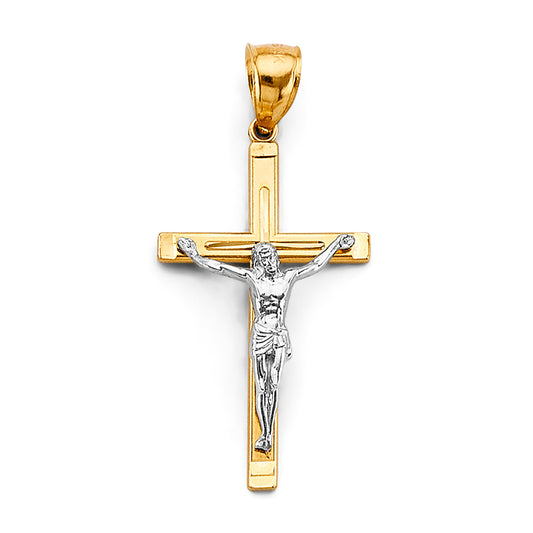 14K Two-Tone Gold Classic Crucifix Pendant