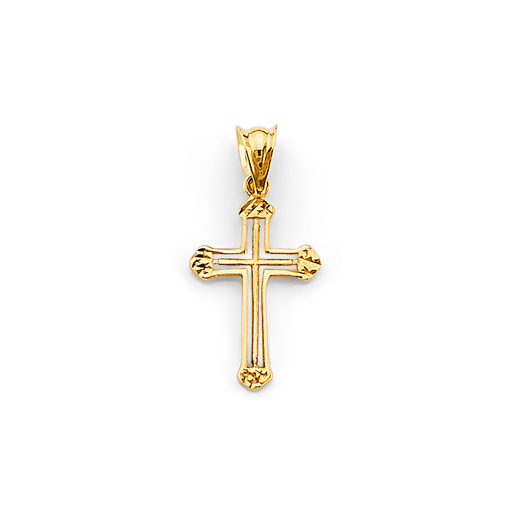 14K Yellow Gold High-Polished Cross Pendant aprox 3/4" tall