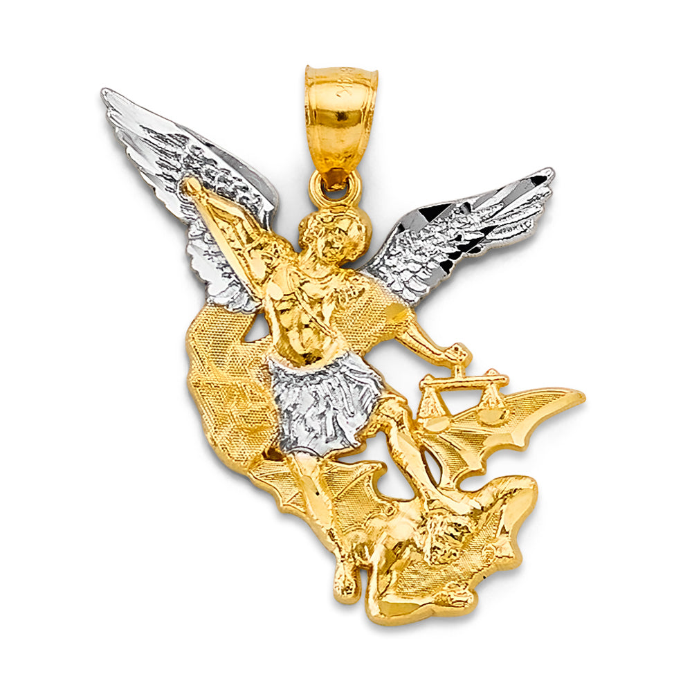 14K Two-Tone Gold Saint Michael Pendant