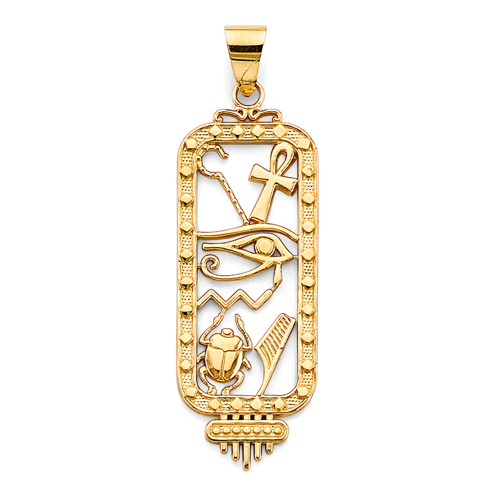 14K Yellow Gold Egyptian Cartouche Symbol Design Pendant
