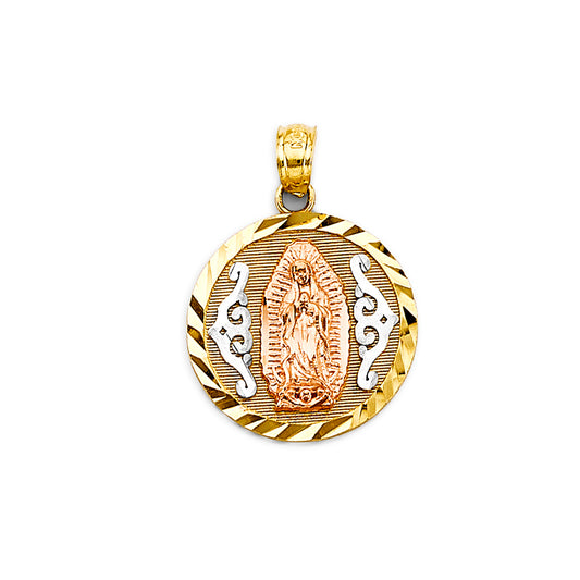 14K Tri-Color Gold Virgen de Guadalupe Pendant