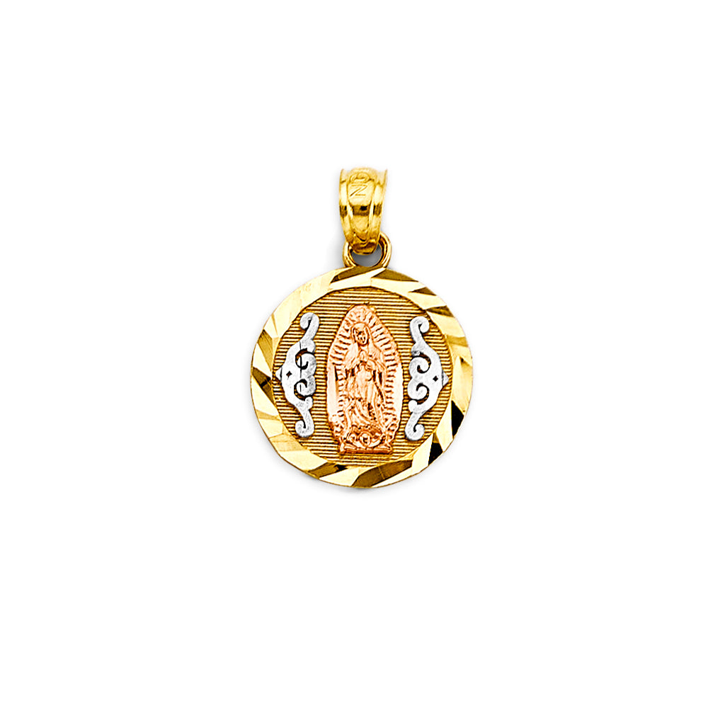 14K Tri-Color Gold Virgen de Guadalupe Pendant