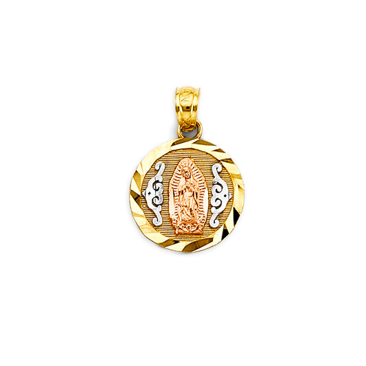 14K Tri-Color Gold Virgen de Guadalupe Pendant
