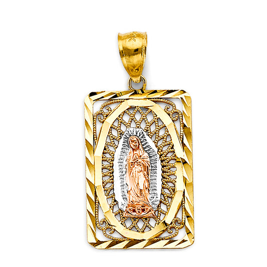 14K Tri-Color Gold Virgen de Guadalupe Pendant