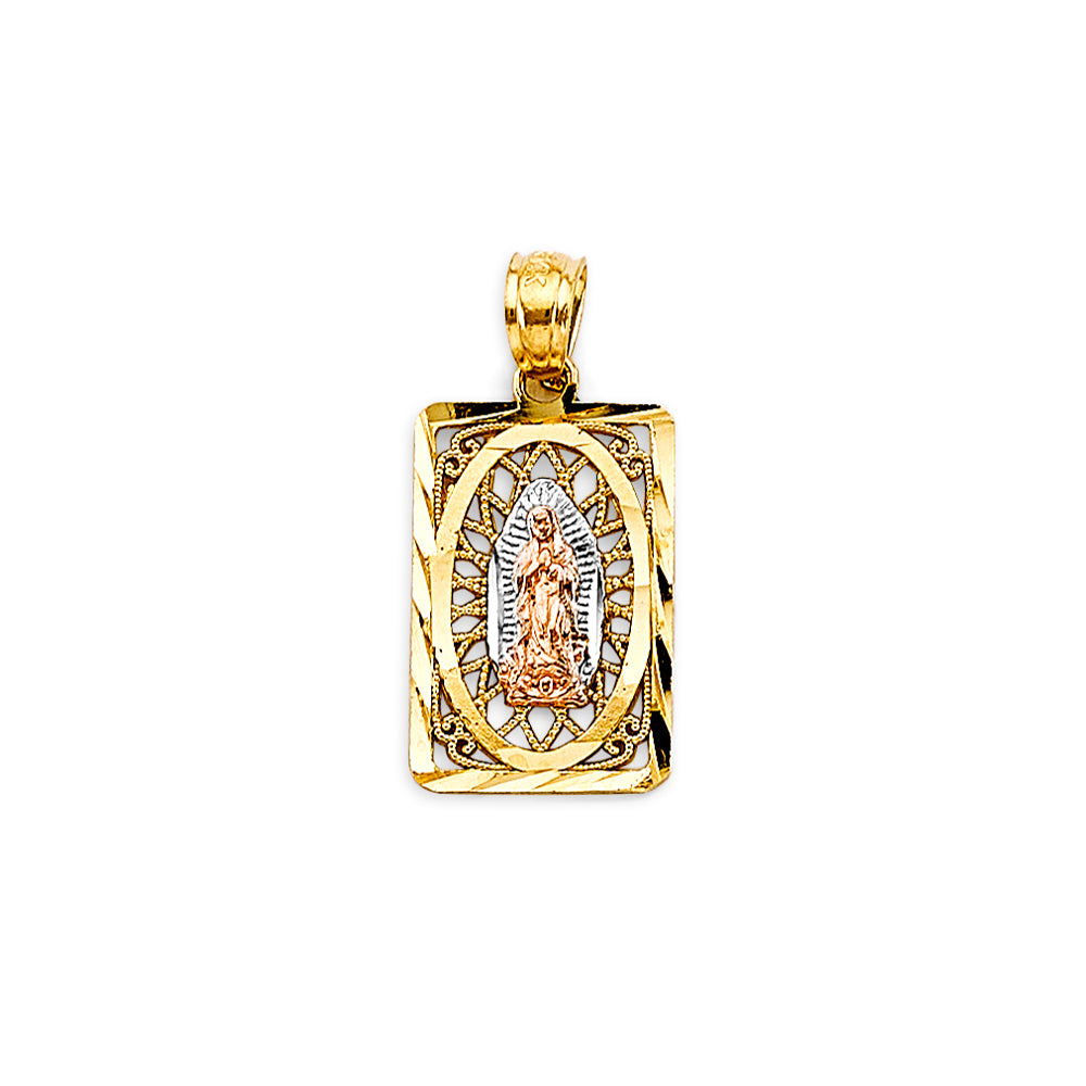 14K Tri-Color Gold Virgen de Guadalupe Pendant