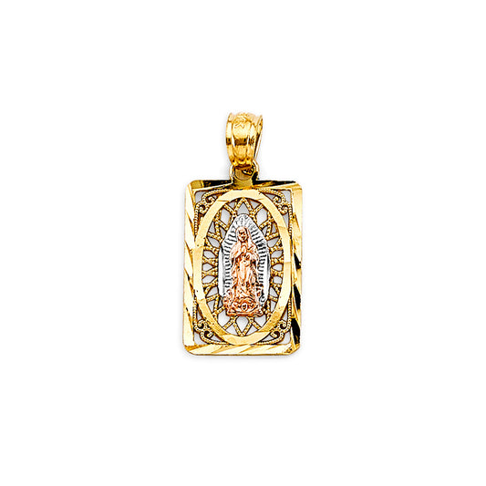 14K Tri-Color Gold Virgen de Guadalupe Pendant