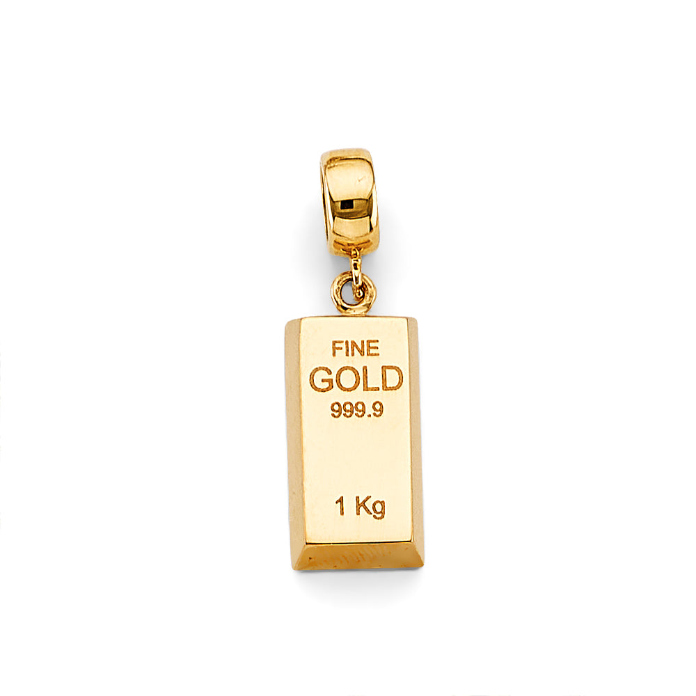 14K Yellow Gold Gold Bar Design Charm