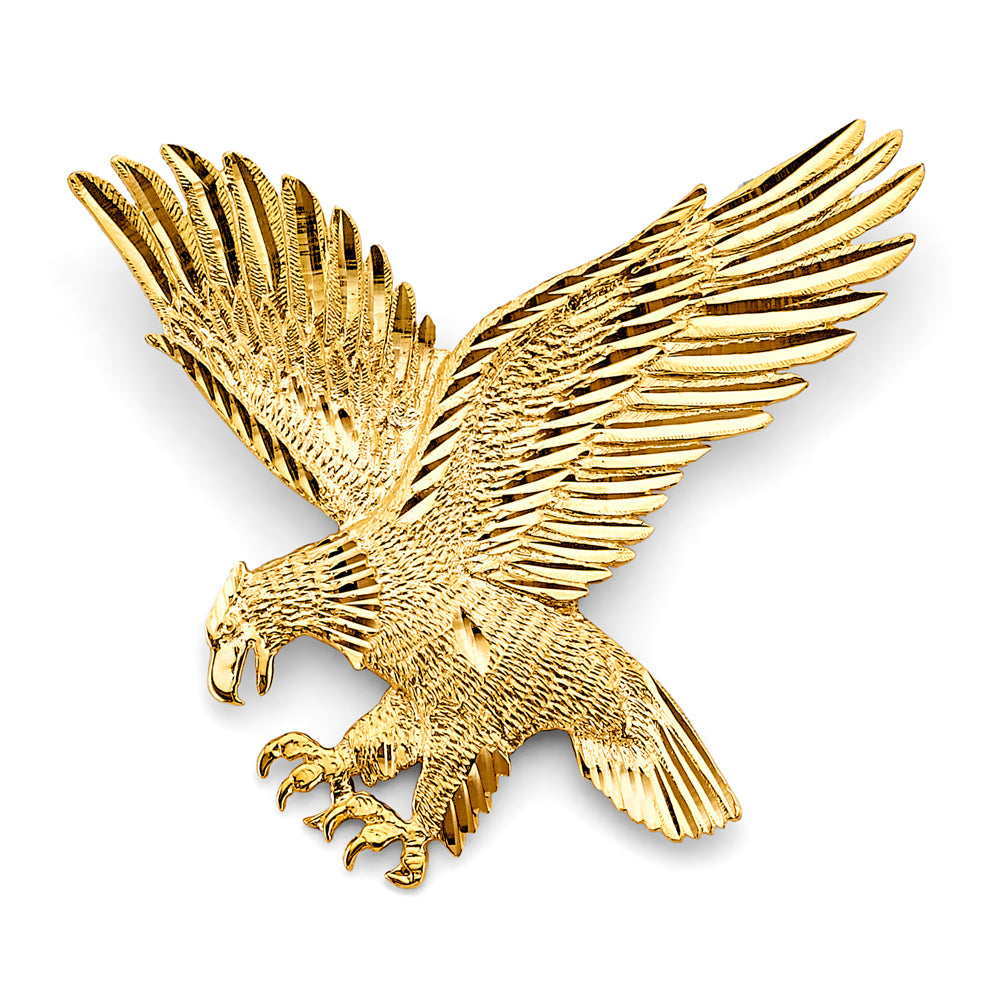 14K Yellow Gold Eagle Pendant 2.4" tall