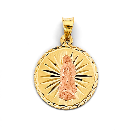 14K Two-Tone Round Guadalupe Medal