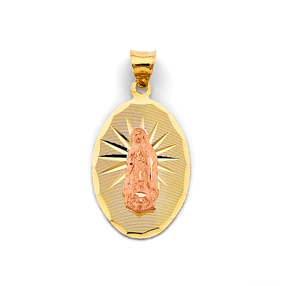 14K Two-Tone Oval Our Lady of Guadalupe Pendant