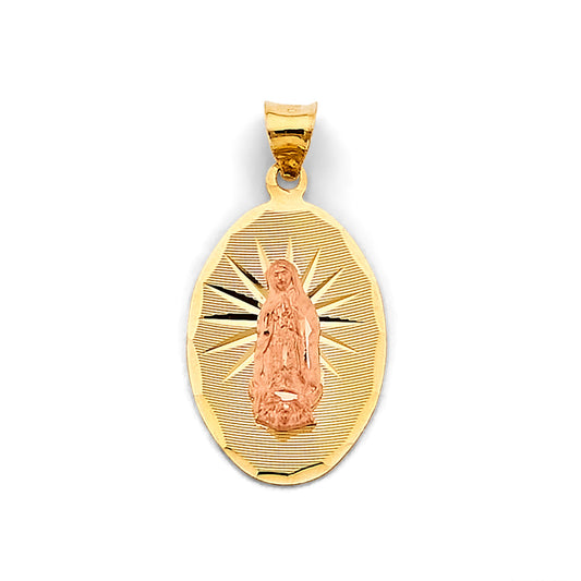 14K Two-Tone Oval Our Lady of Guadalupe Pendant