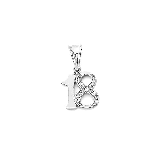 14K White Gold 18 Pendant with Cubic Zirconia