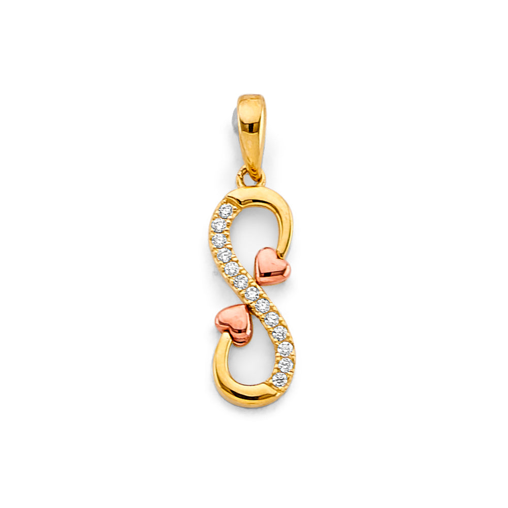 14K Two-Tone Gold Infinity Heart Design CZ Pendant