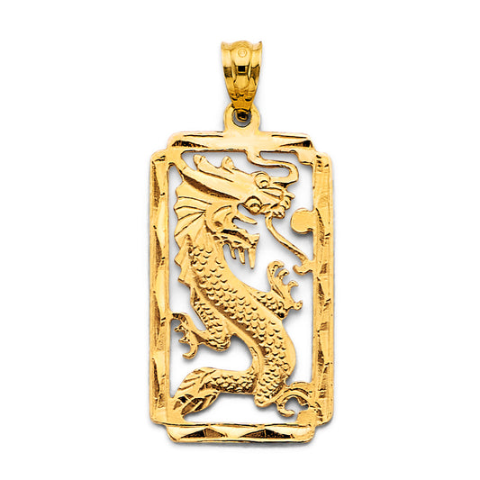 14K Yellow Gold Dragon Design Pendant
