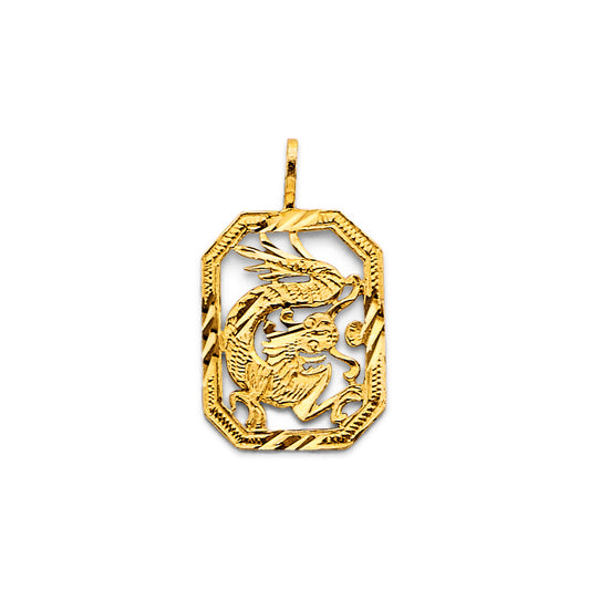 14K Yellow Gold Dragon Design Pendant