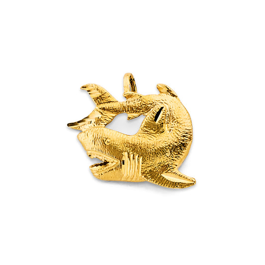 14K Yellow Gold Shark Pendant
