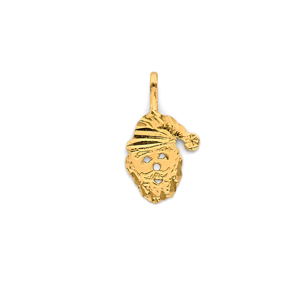 14K Yellow Gold Santa Claus Face Pendant