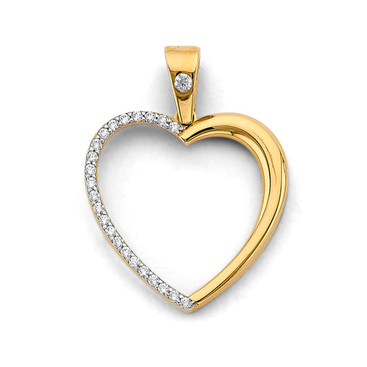 14K Yellow Gold Open Heart Pendant accented with Cubic Zirconia