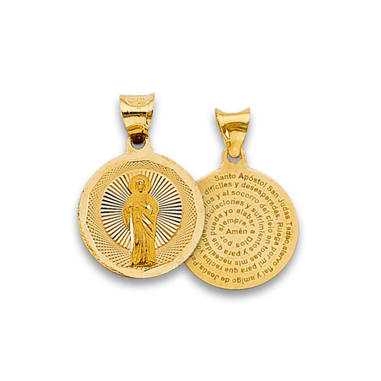 14K Yellow Double Sided St. Jude Medallion with Prayer