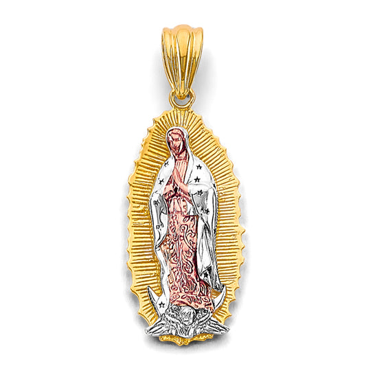14K Tri-Color Gold Virgen de Guadalupe Small Pendant