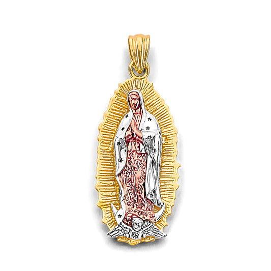 14K Tri-Color Gold Virgen de Guadalupe Extra Small Pendant