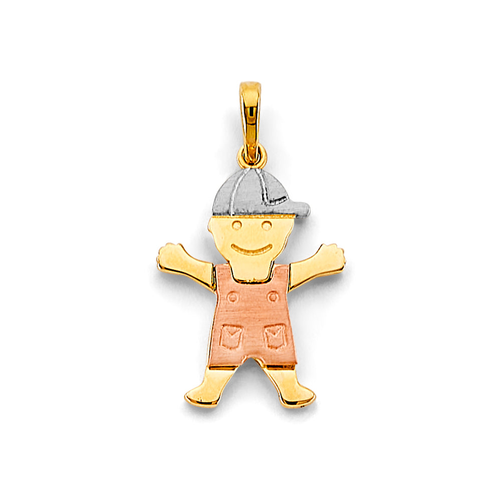 14K Tri-Color Gold Little Boy Pendant