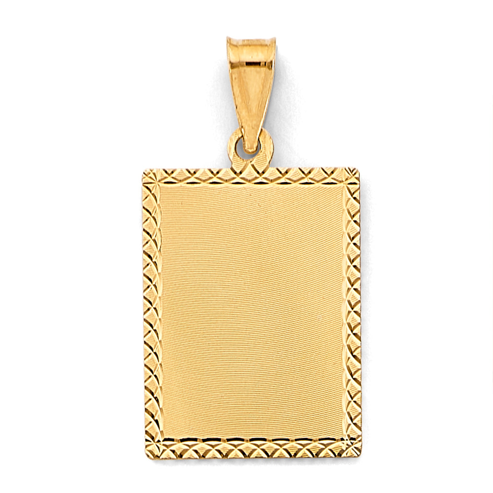 14K Yellow Gold Square Engravable / Personalizable Dog Tag Pendant
