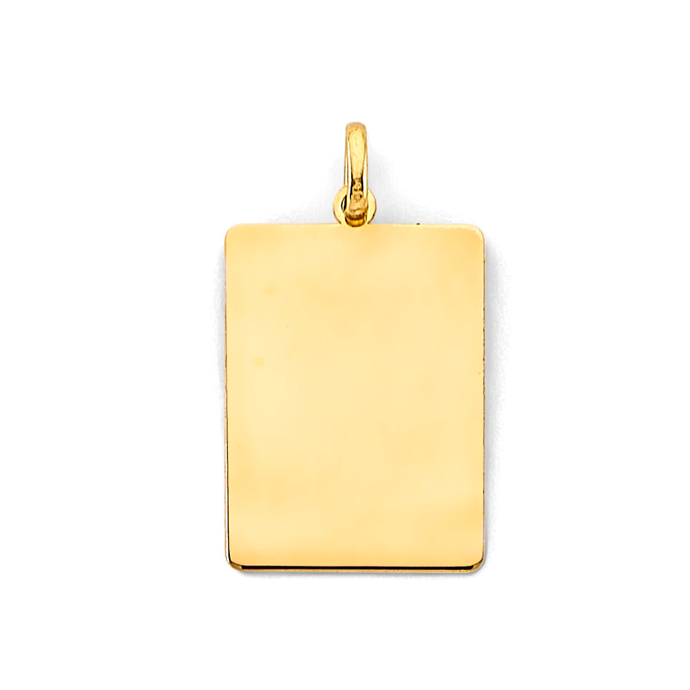 14K Yellow Gold Plain Engravable / Personalizable Rectangular Pendant