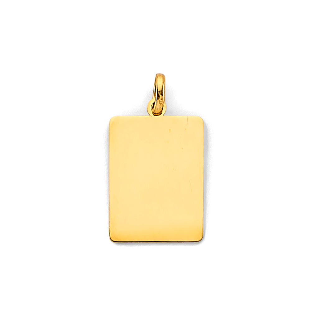 14K Yellow Gold Plain Engravable / Personalizable Rectangular Pendant