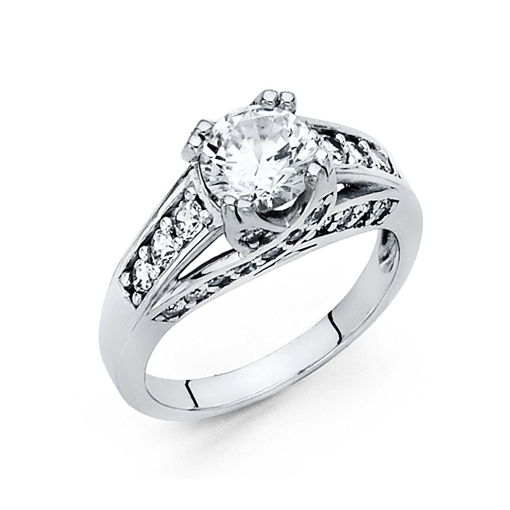 14K White Gold Cubic Zirconia Solitaire Engagement Ring