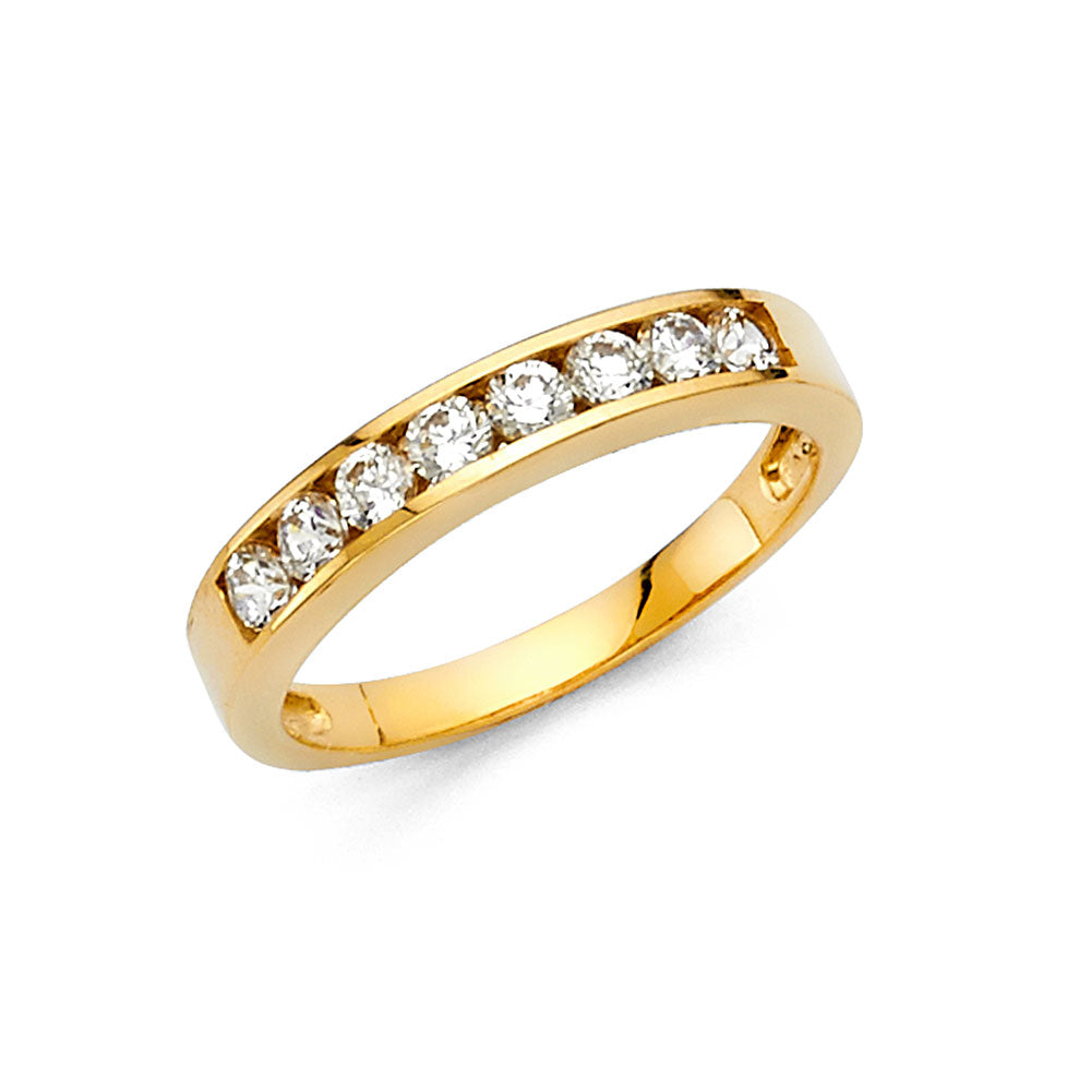 14K Yellow Gold CZ Channel Set Wedding Band