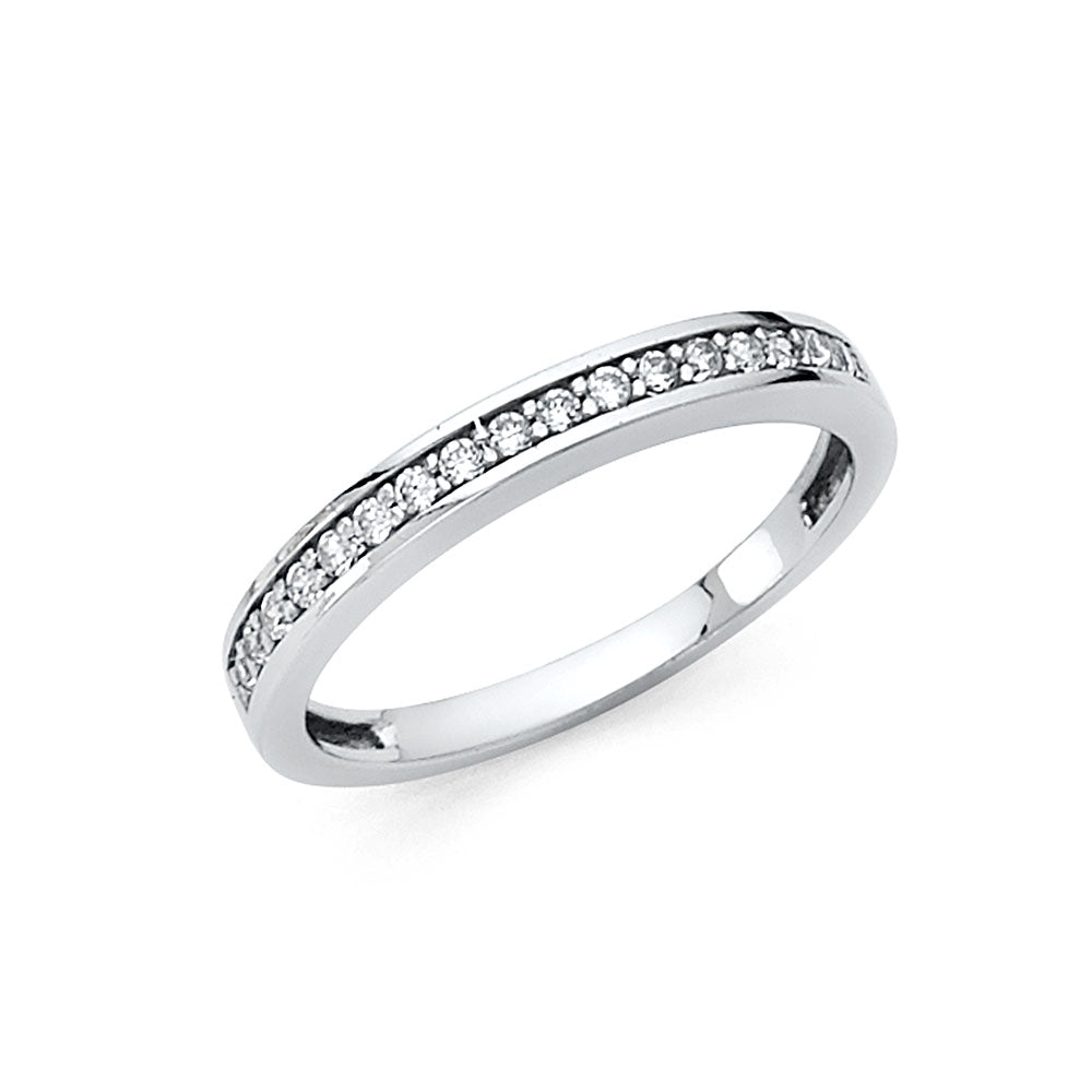 14K White Gold CZ Channel Set Wedding Band