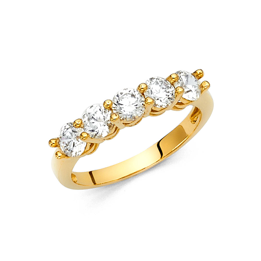 14K Yellow Gold CZ Prong Set Wedding Band