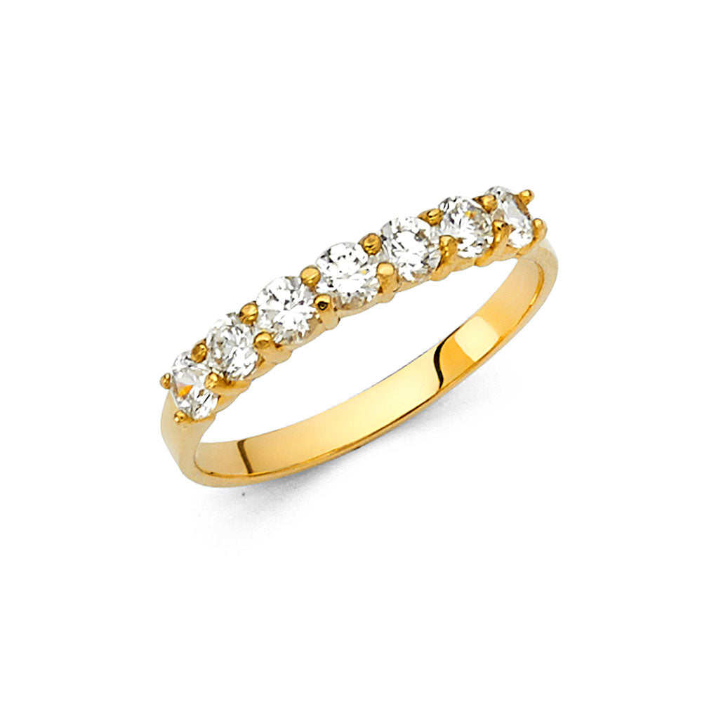 14K Yellow Gold CZ Prong Set Wedding Band