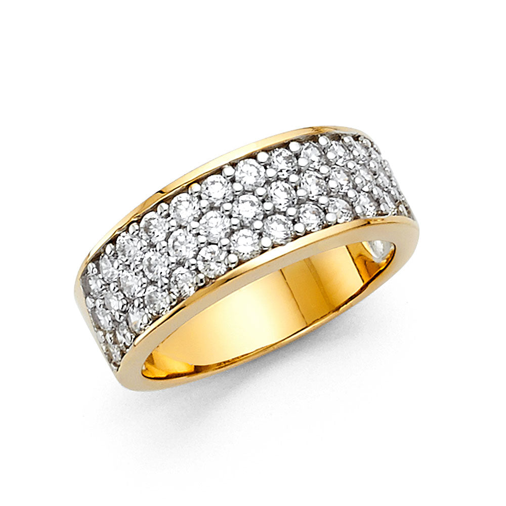 14K Yellow Gold Pavé-Set Round CZ Wedding Band