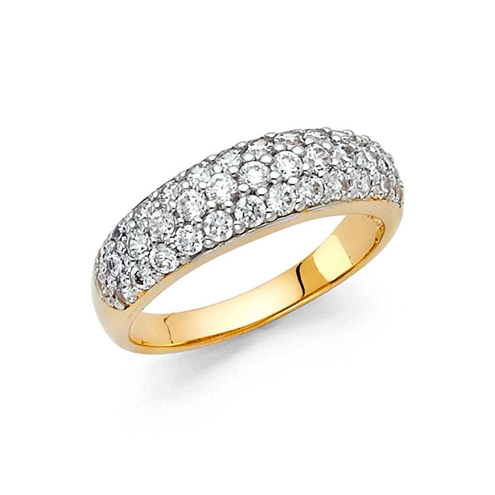 14K Yellow Gold Pavé CZ Wedding Band