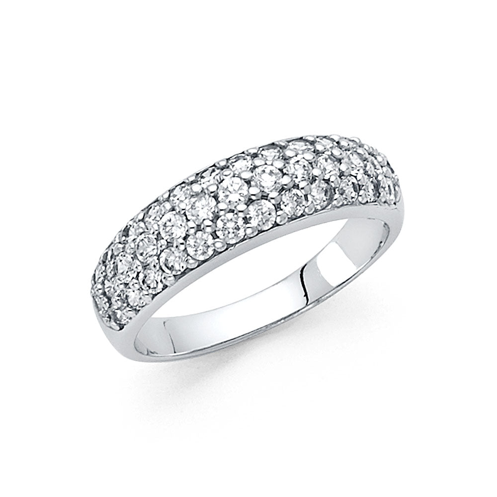 14K White Gold Pavé CZ Wedding Band