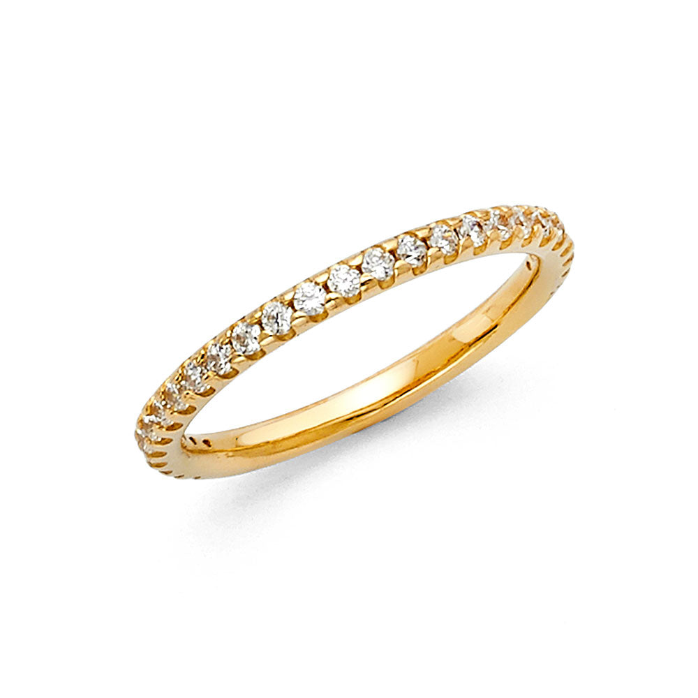 14K Yellow Gold Prong-Set Round CZ Wedding Band