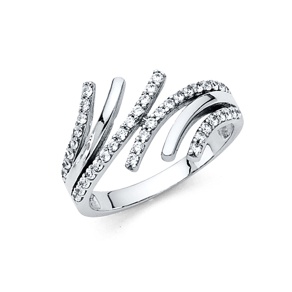 14K White Gold Multi-Row CZ Wrap Ring