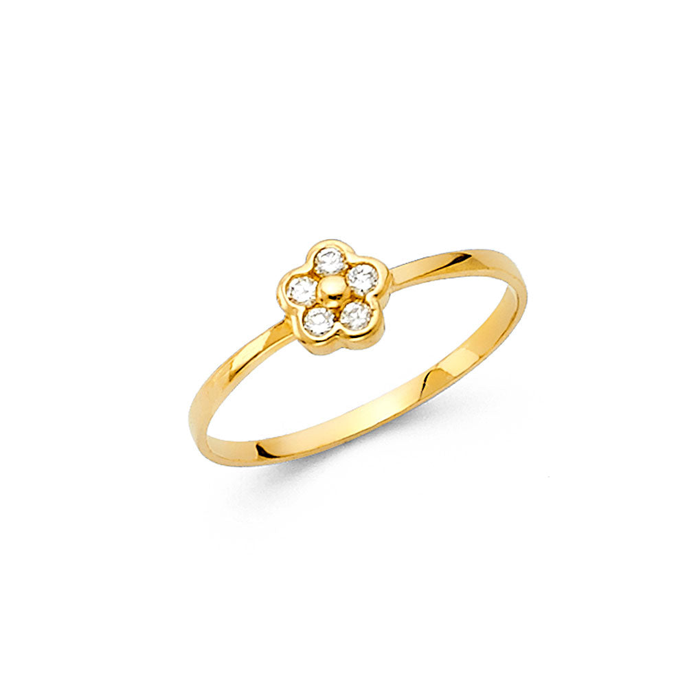 14K Yellow Gold Children’s Flower Ring accented with Cubic Zirconia