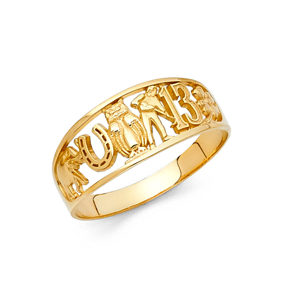 14K Yellow Gold Good Luck Symbol Ring