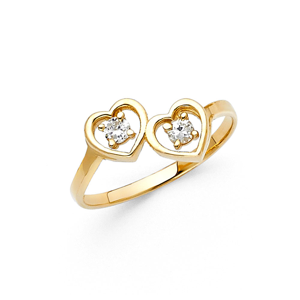 14K Yellow Gold Women’s CZ Heart Ring