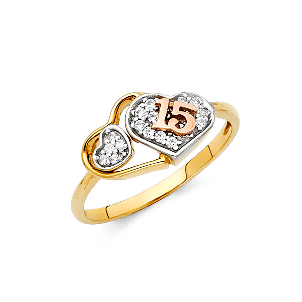 14K Gold 15 Años Quinceañera CZ Ring