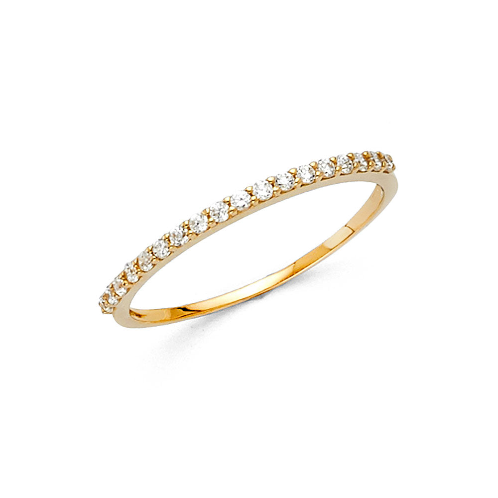 14K Yellow Gold Prong-Set Round CZ Wedding Band