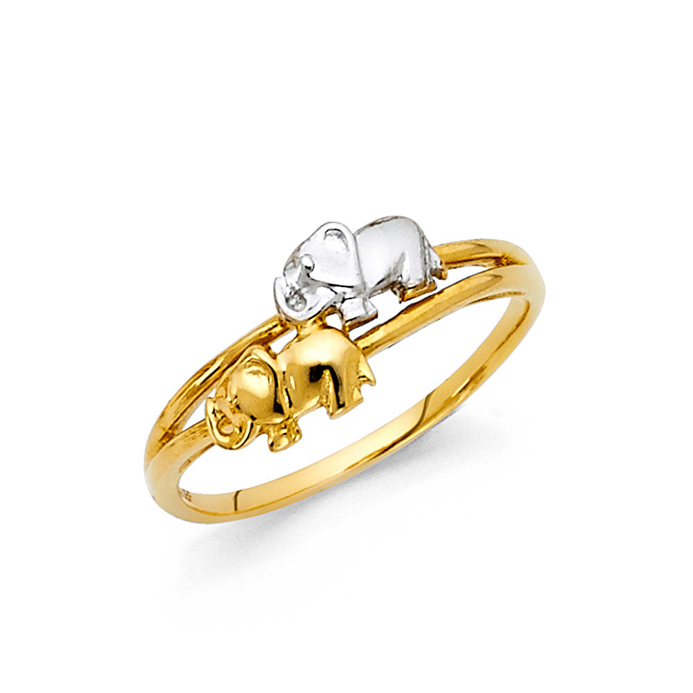 14K Two-Tone Gold Elephant Design Ring