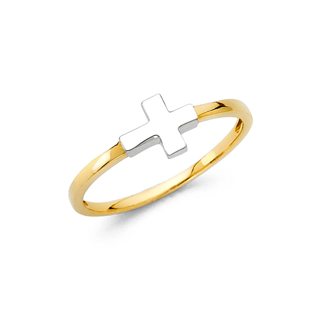 14K Two-Tone Gold Women’s Cross Design Ring