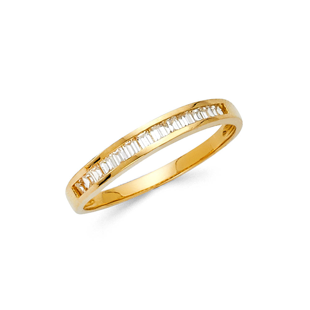 14K Yellow Gold Women’s Channel-Set Baguette CZ Wedding Band