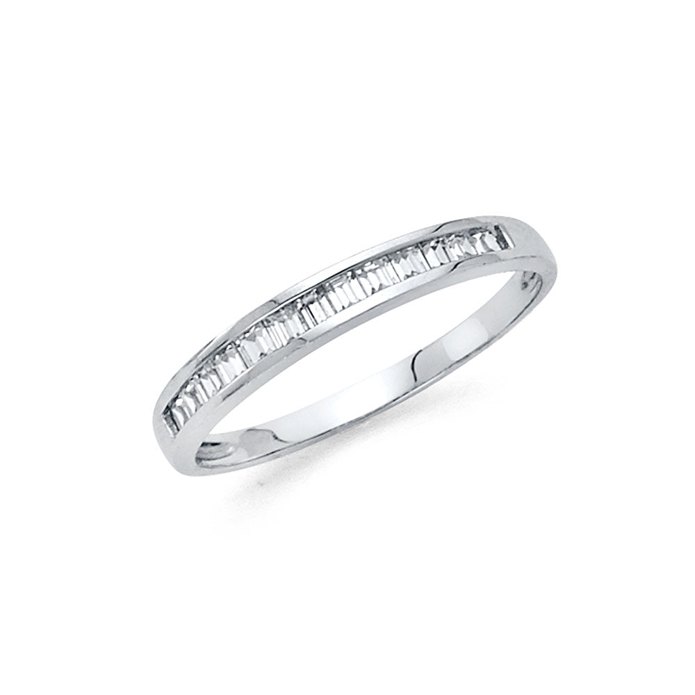 14K White Gold Women’s Channel-Set Baguette CZ Wedding Band